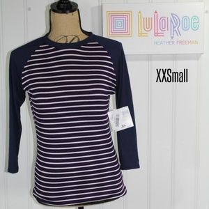 Lularoe Randy xxs plum, navy, and white nwt